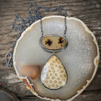 Starburst Dendritic Agate and Fossilized Coral Necklace